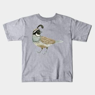 Watercolor California Quail- Male Kids T-Shirt